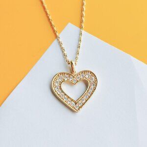 Charlotte Gold White Crystal Pendant Necklace by Alicia Bonnie